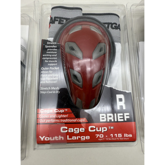 3pc Safetgard Youth Boxer Brief White w/Red Cage Cup, Youth Large & Regular*READ - Picture 13 of 16